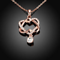 Swarovski Crystal Double Heart Necklace in 18K Rose Gold Plated