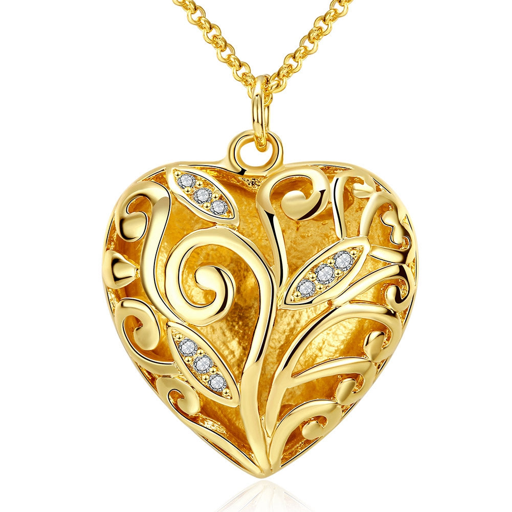 Swarovski Crystal Filigree Heart Necklace in 18K Gold Plated