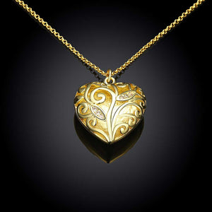 Austrian Crystal Filigree Heart Necklace in 18K Gold Plated