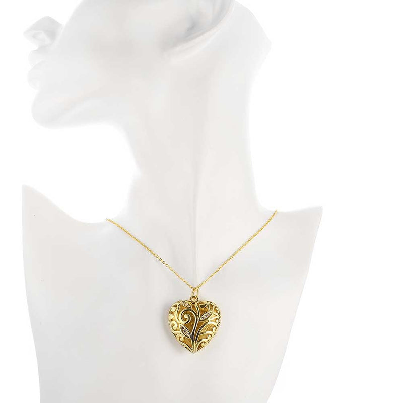 Swarovski Crystal Filigree Heart Necklace in 18K Gold Plated