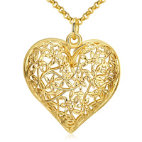 Laser Cut Heart Necklace in 18K Gold Plated