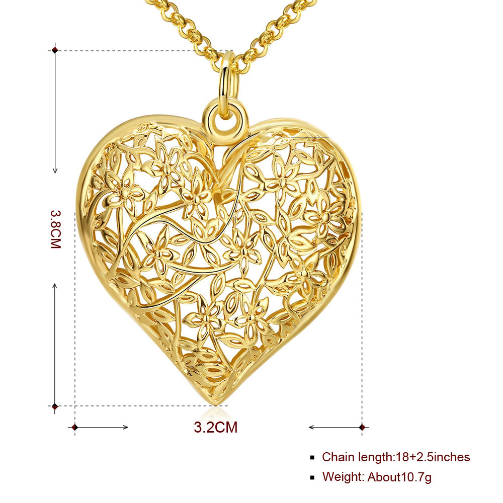 Laser Cut Heart Necklace in 18K Gold Plated