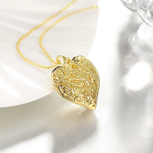 Laser Cut Heart Necklace in 18K Gold Plated