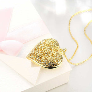 Laser Cut Heart Necklace in 18K Gold Plated