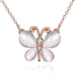 Austrian Crystal Butterfly Necklace in 18K Rose Gold Plated