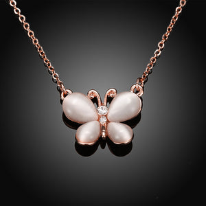 Austrian Crystal Butterfly Necklace in 18K Rose Gold Plated