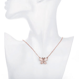 Austrian Crystal Butterfly Necklace in 18K Rose Gold Plated