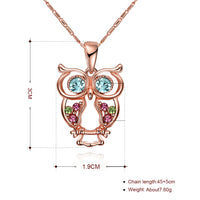 Swarovski Crystal Owl Necklace in 18K Rose Gold Plated