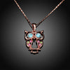 Owl Rainbow Austrian Elements Necklace in 14K Rose Gold