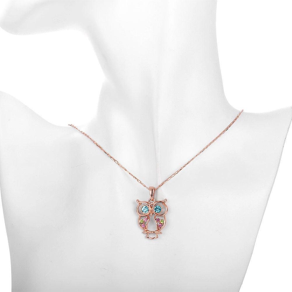 Swarovski Crystal Owl Necklace in 18K Rose Gold Plated