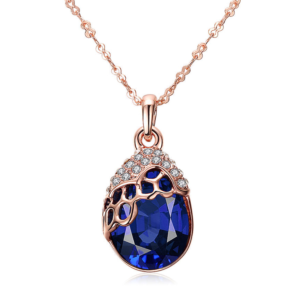 Swarovski Crystal Sapphire Necklace in 18K Rose Gold Plated