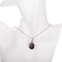 Swarovski Crystal Sapphire Necklace in 18K Rose Gold Plated