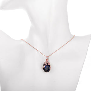 Austrian Crystal Sapphire Necklace in 18K Rose Gold Plated