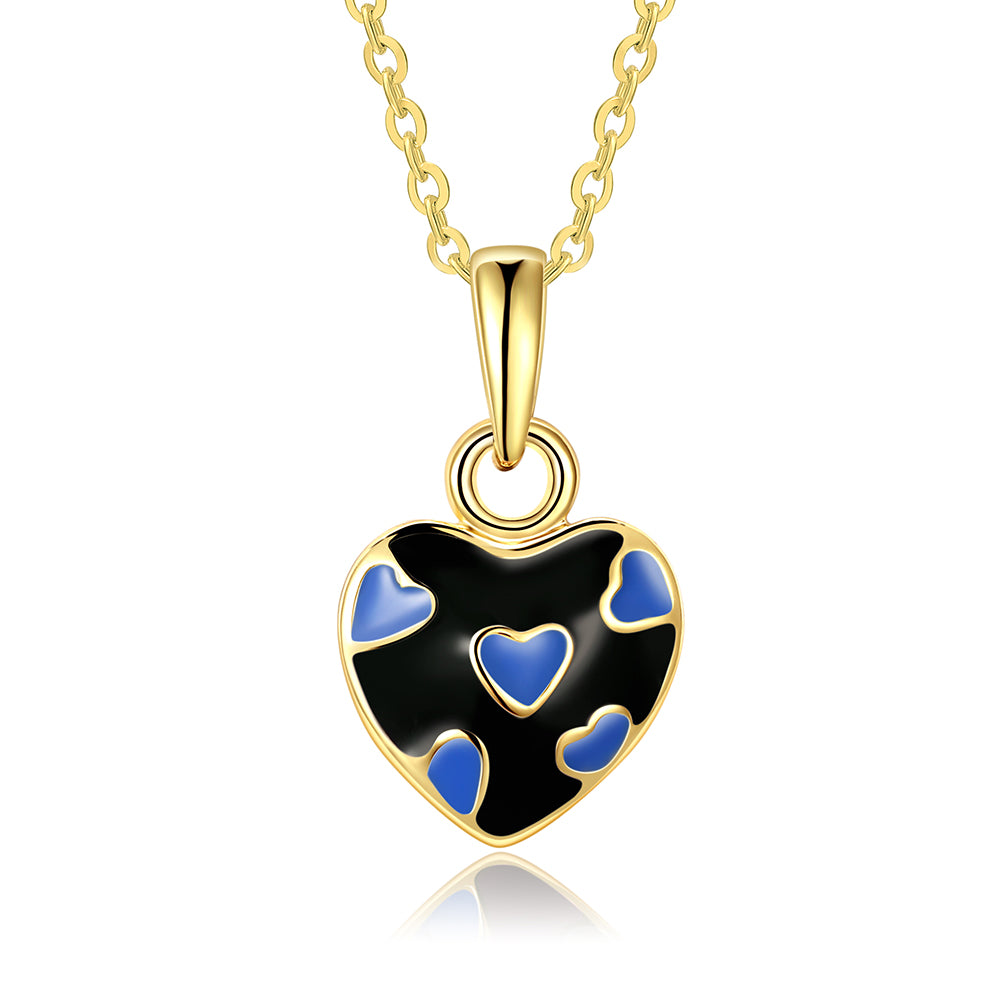 Blue Pattern Heart Necklace in 18K Gold Plated, Necklace, Golden NYC Jewelry, Golden NYC Jewelry jewelryjewelry deals, swarovski crystal jewelry, groupon jewelry,, jewelry for mom,