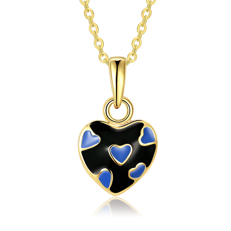 Blue Pattern Heart Necklace in 18K Gold Plated, Necklace, Golden NYC Jewelry, Golden NYC Jewelry jewelryjewelry deals, swarovski crystal jewelry, groupon jewelry,, jewelry for mom,