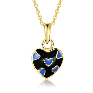 Blue Pattern Heart Necklace in 18K Gold Plated, Necklace, Golden NYC Jewelry, Golden NYC Jewelry  jewelryjewelry deals, swarovski crystal jewelry, groupon jewelry,, jewelry for mom,