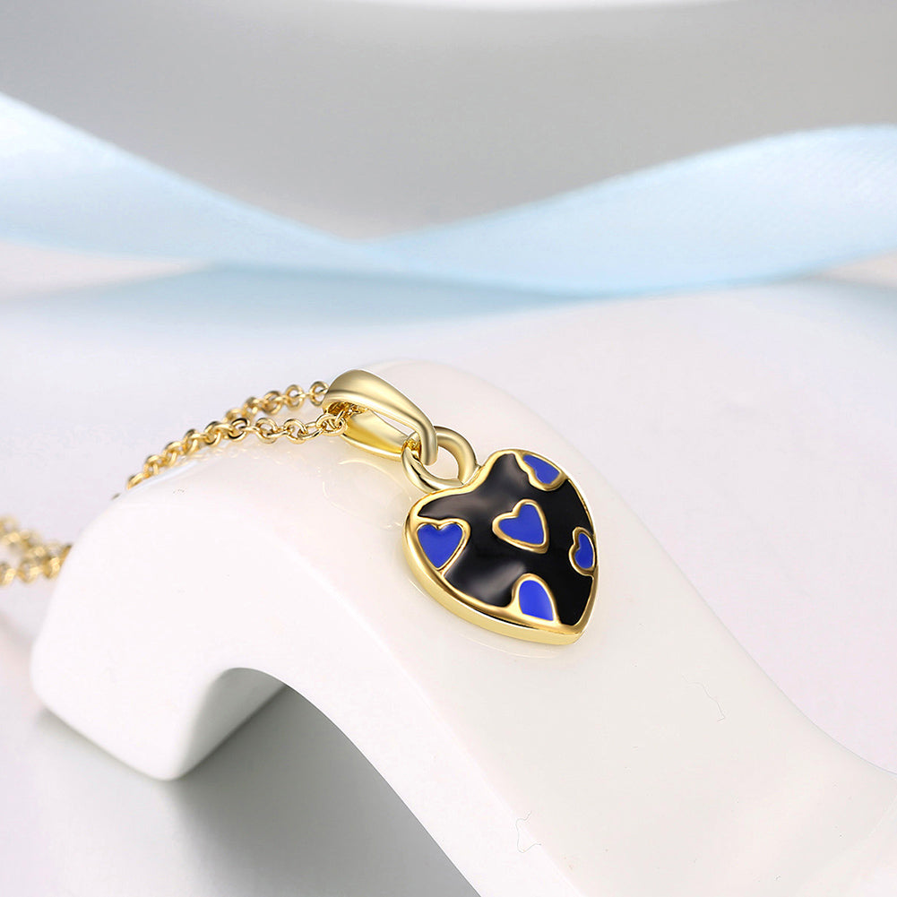 Blue Pattern Heart Necklace in 18K Gold Plated, Necklace, Golden NYC Jewelry, Golden NYC Jewelry jewelryjewelry deals, swarovski crystal jewelry, groupon jewelry,, jewelry for mom,