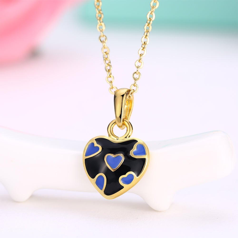 Blue Pattern Heart Necklace in 18K Gold Plated, Necklace, Golden NYC Jewelry, Golden NYC Jewelry jewelryjewelry deals, swarovski crystal jewelry, groupon jewelry,, jewelry for mom,
