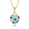 Light Blue Pattern Heart Necklace in 18K Gold Plated