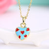 Light Blue Pattern Heart Necklace in 18K Gold Plated