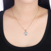 Light Blue Pattern Heart Necklace in 18K Gold Plated