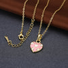 Pink Pattern Heart Necklace in 18K Gold Plated