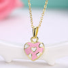 Pink Pattern Heart Necklace in 18K Gold Plated