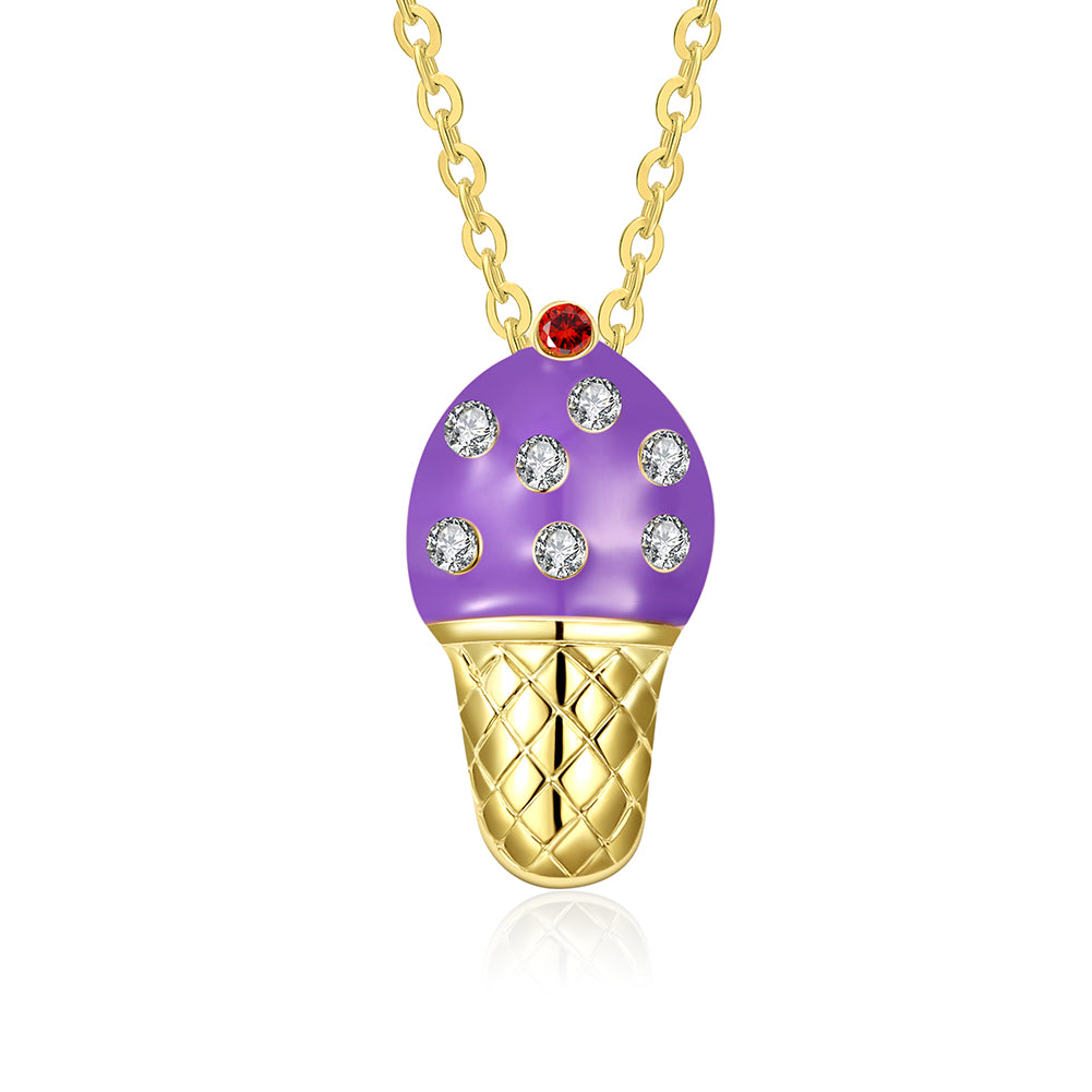Purple Ice Cream Necklace in 18K Gold Plated