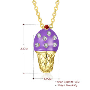 Purple Ice Cream Necklace in 18K Gold Plated