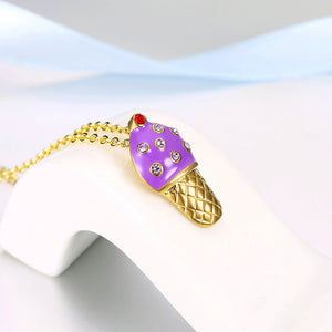 Purple Ice Cream Necklace in 18K Gold Plated