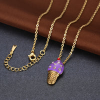 Purple Ice Cream Necklace in 18K Gold Plated