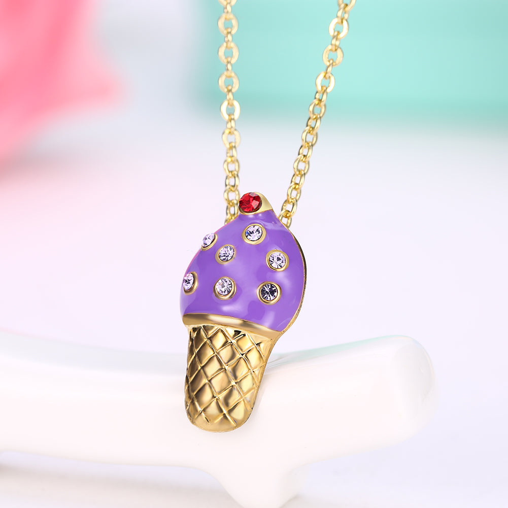 Purple Ice Cream Necklace in 18K Gold Plated