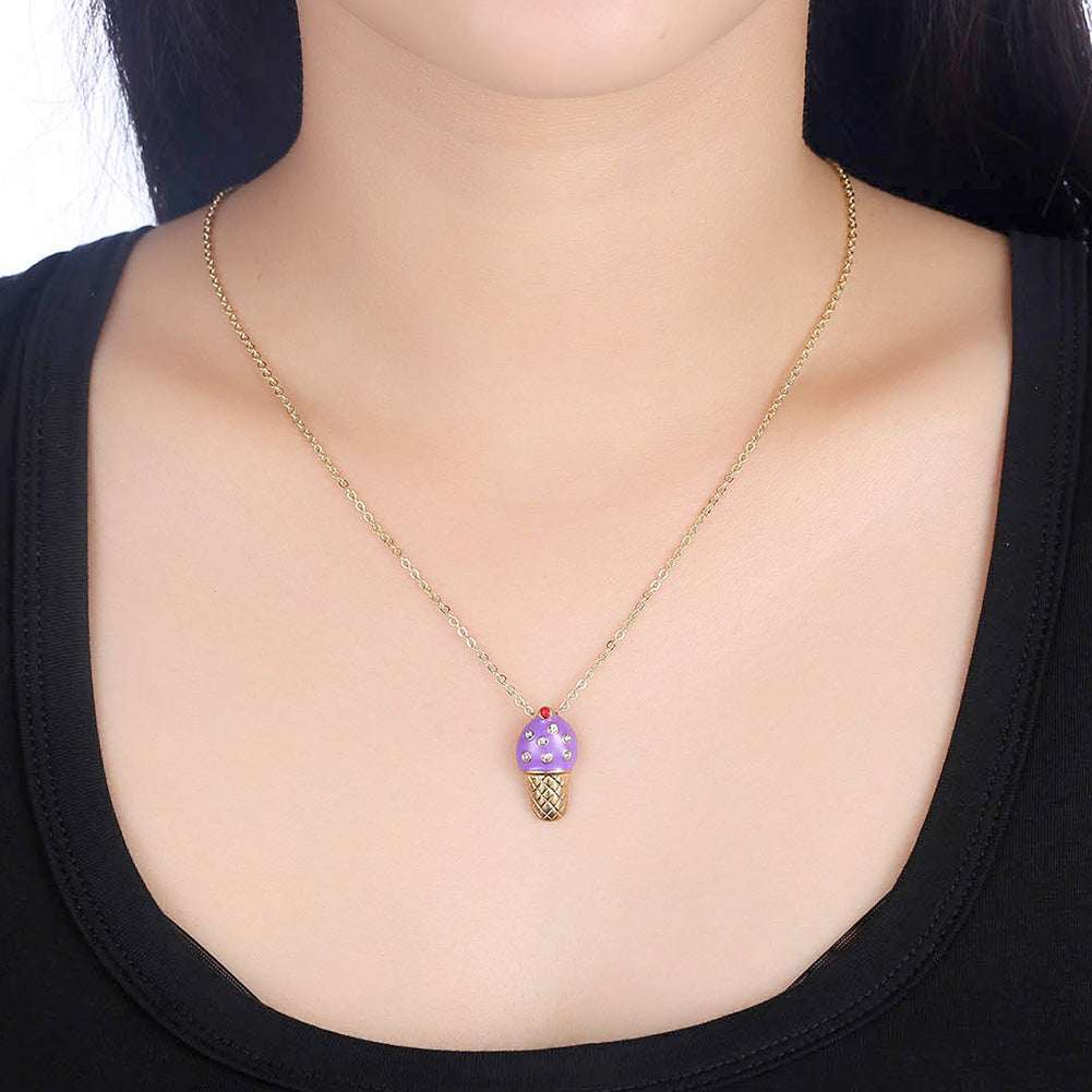 Purple Ice Cream Necklace in 18K Gold Plated