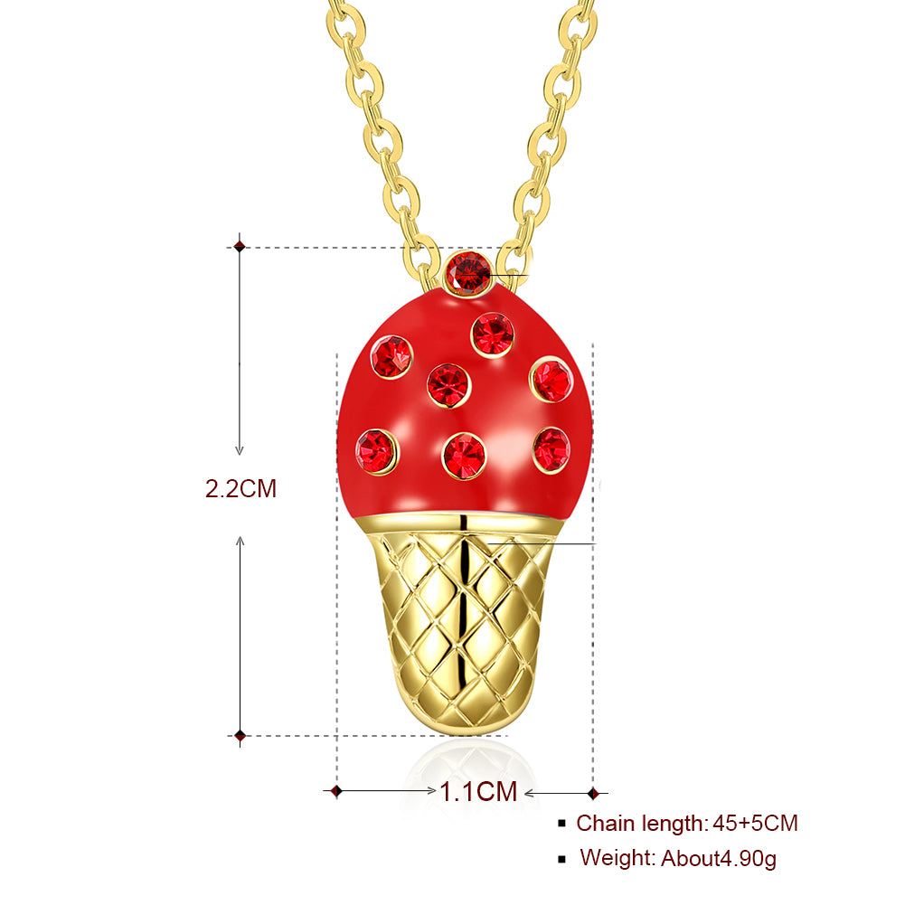 Strawberry Ice Cream Necklace in 18K Gold Plated