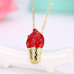 Strawberry Ice Cream Necklace in 18K Gold Plated