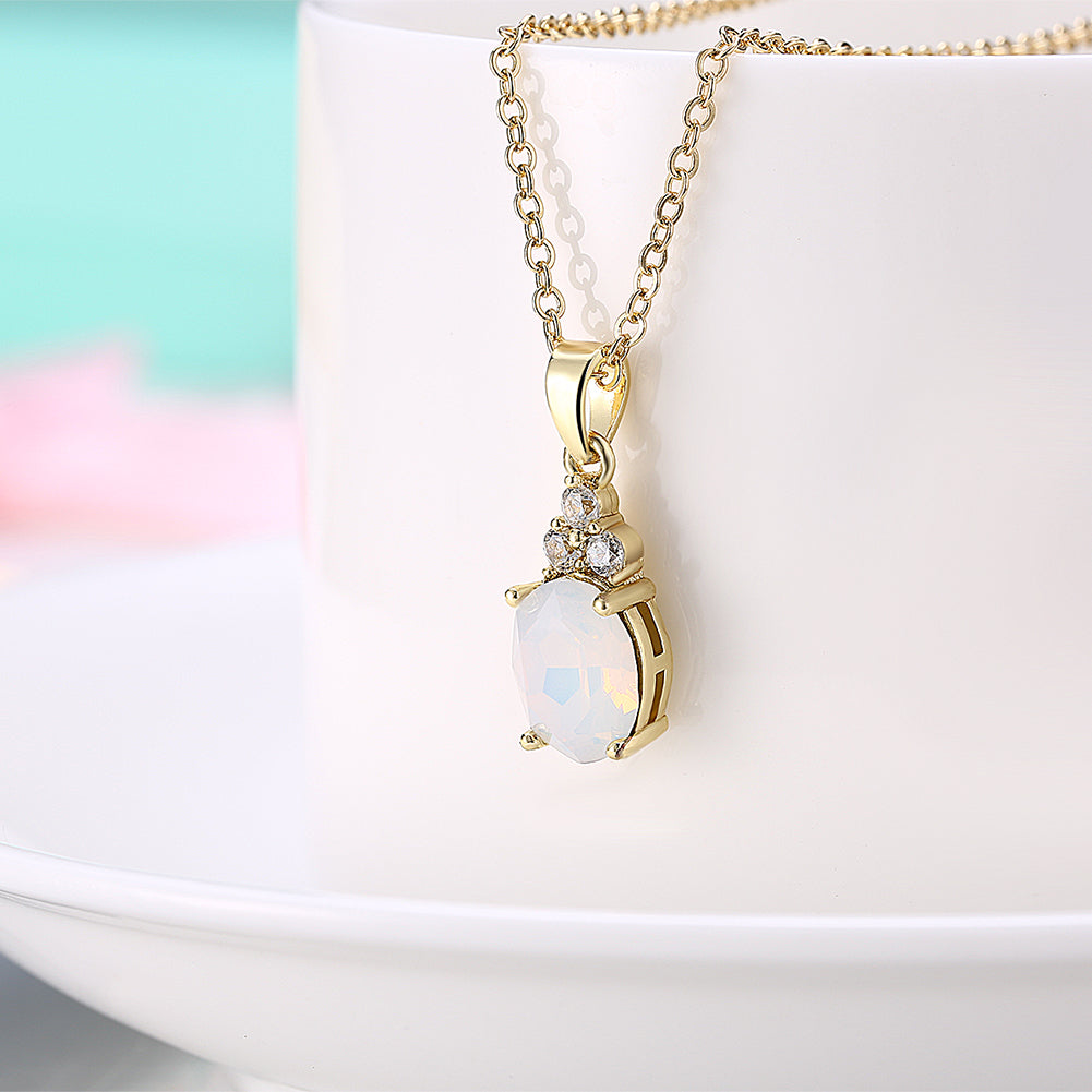 Opal Three Stone Classic Gold Necklace, , Golden NYC Jewelry, Golden NYC Jewelry fashion jewelry, cheap jewelry, jewelry for mom, 
