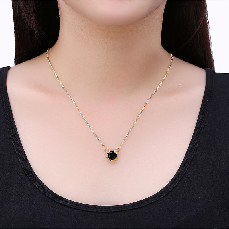 Onyx Stone Necklace in 18K Gold Plated