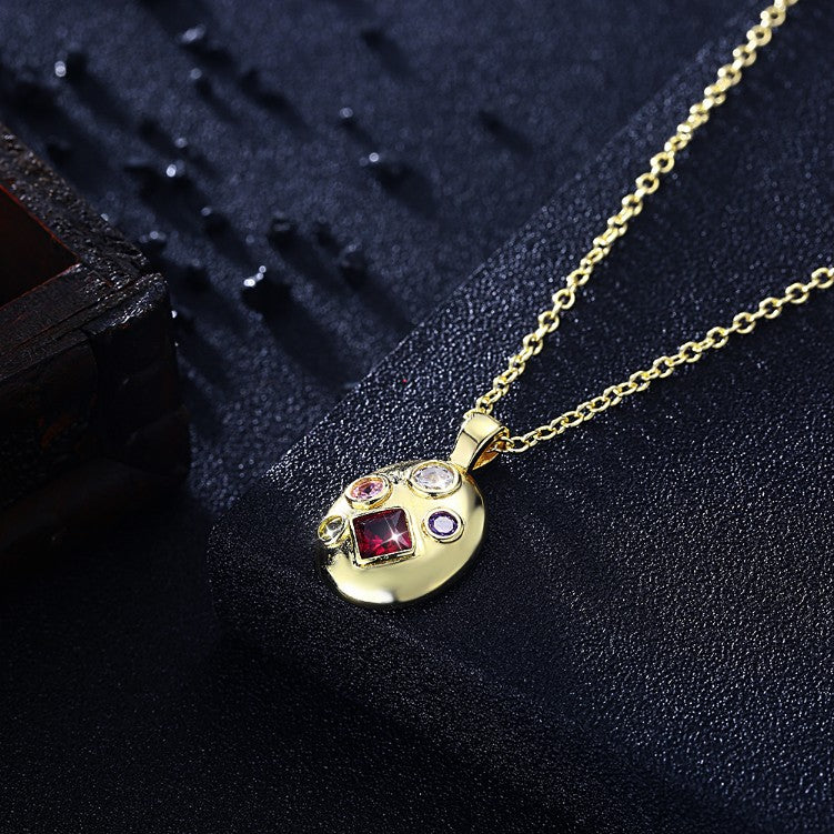 Swarovski Crystal 5 Stone Necklace in 18K Gold Plated - Golden NYC Jewelry www.goldennycjewelry.com fashion jewelry for women