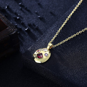 Swarovski Crystal 5 Stone Necklace in 18K Gold Plated - Golden NYC Jewelry www.goldennycjewelry.com fashion jewelry for women