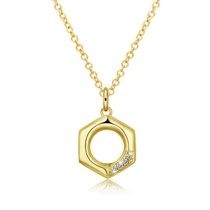 Austrian Elements Honeycomb Pendant Necklace in 14K Gold Plating