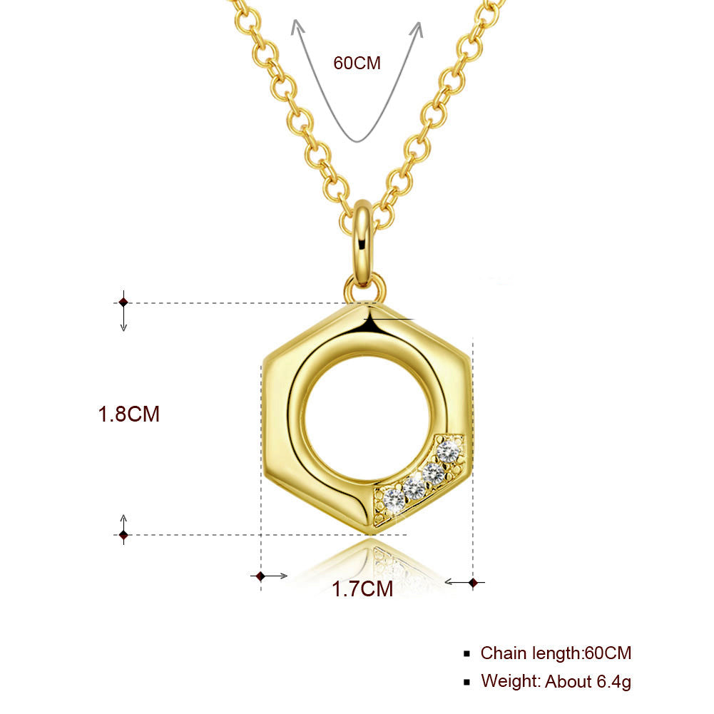Hexagon 18"-24" Adjustable Necklace in 18K Gold Plated