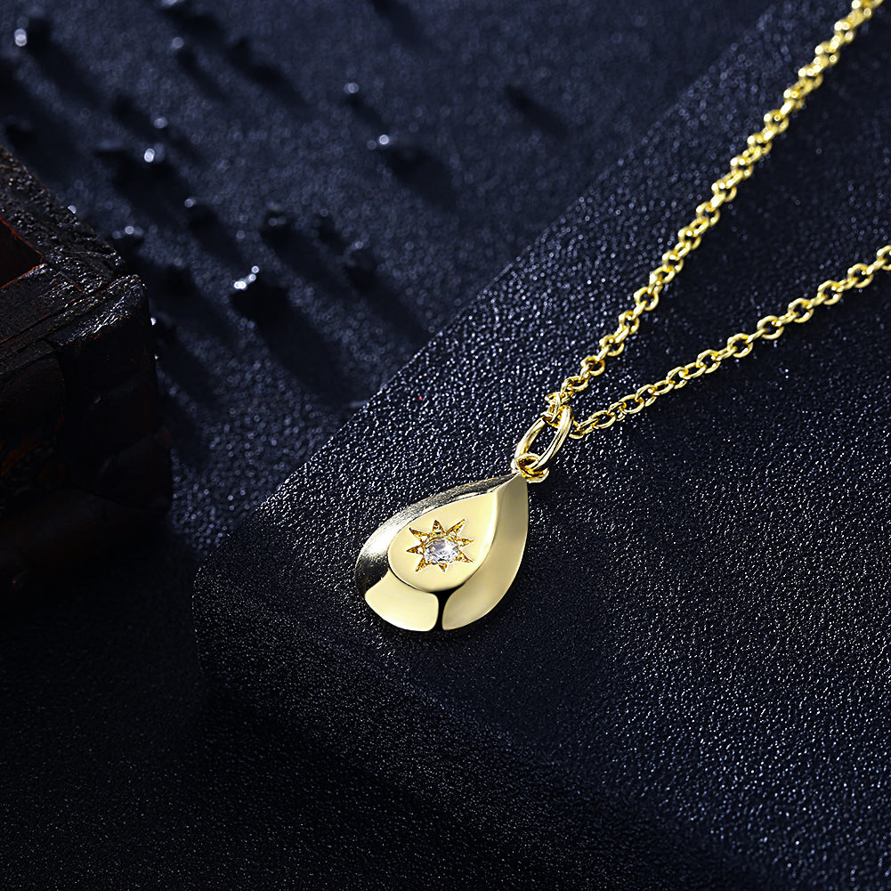 Teardrop Austrian Pendant Necklace in 14K Gold