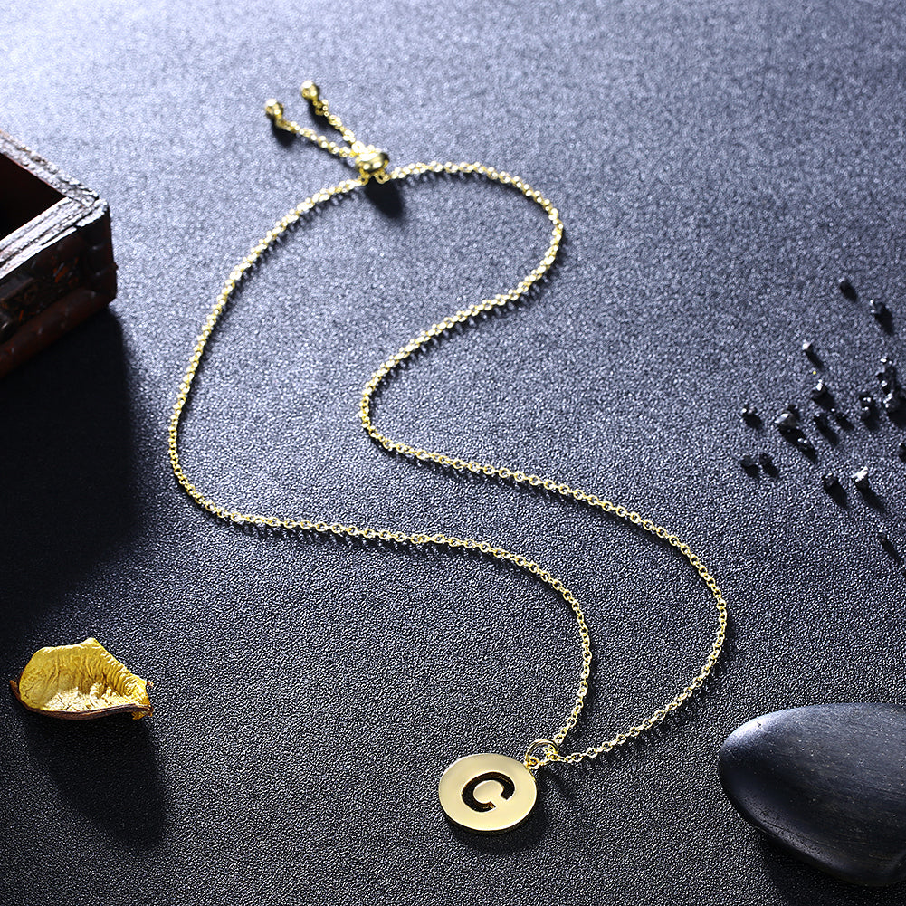 Letter C 18"-24" Adjustable Necklace in 18K Gold Plated