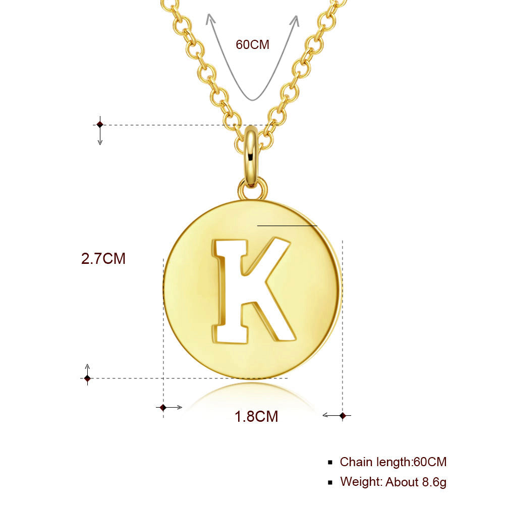 Letter K 18"-24" Adjustable Necklace in 18K Gold Plated