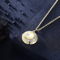 Swarovski Cresent Moon & Star Necklace in 18K Gold Plated - Golden NYC Jewelry www.goldennycjewelry.com fashion jewelry for women