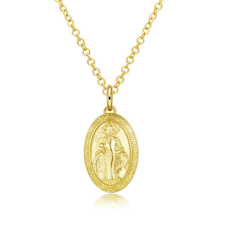Lady Goddess Coin Necklace in 18K Gold Plated, Gold Collection, Necklace, Gold, Golden NYC Jewelry, Golden NYC Jewelry fashion jewelry, cheap jewelry, jewelry for mom,