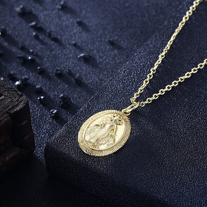 Lady Goddess Coin Necklace in 18K Gold Plated, Gold Collection, Necklace, Gold, Golden NYC Jewelry, Golden NYC Jewelry fashion jewelry, cheap jewelry, jewelry for mom,