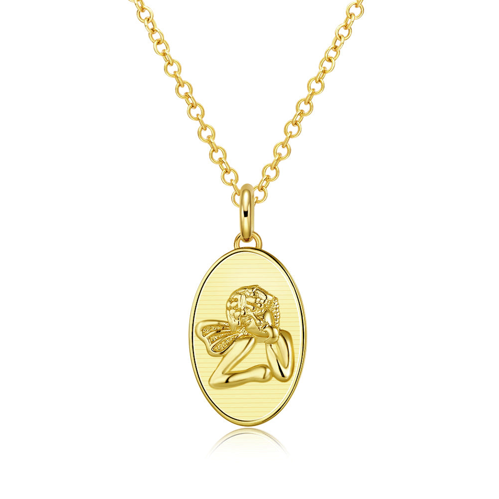 Thinking Angel 18"-24" Adjustable Necklace in 18K Gold Plated