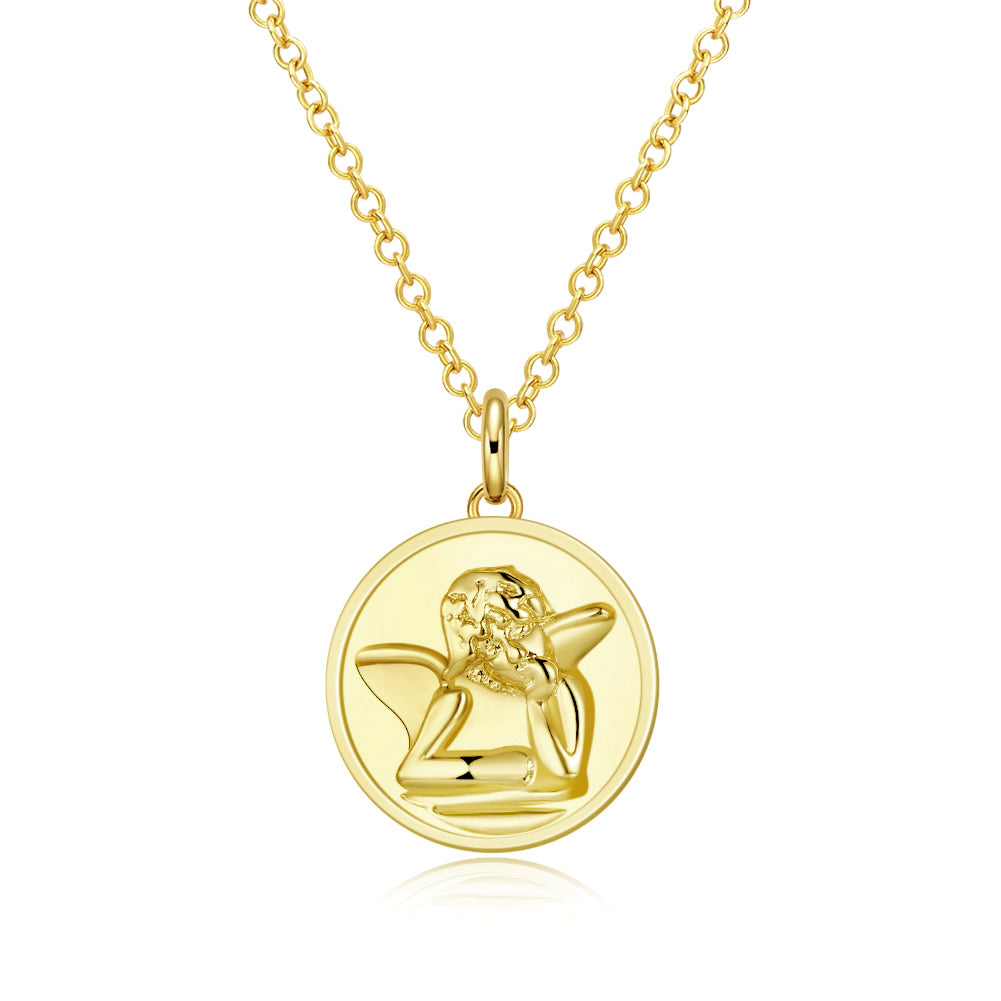 Circle Thinking Angel 18"-24" Adjustable Necklace in 18K Gold Plated, Necklace, Golden NYC Jewelry, Golden NYC Jewelry jewelryjewelry deals, swarovski crystal jewelry, groupon jewelry,, jewelry for mom,