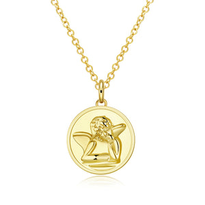 Circle Thinking Angel 18"-24" Adjustable Necklace in 18K Gold Plated
